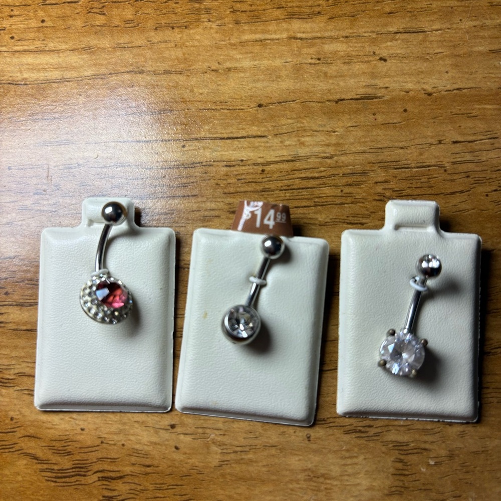 Silver and Pink Belly Button Rings
